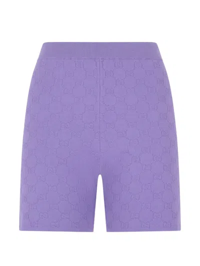 Gucci Gg-jacquard Shorts In Purple