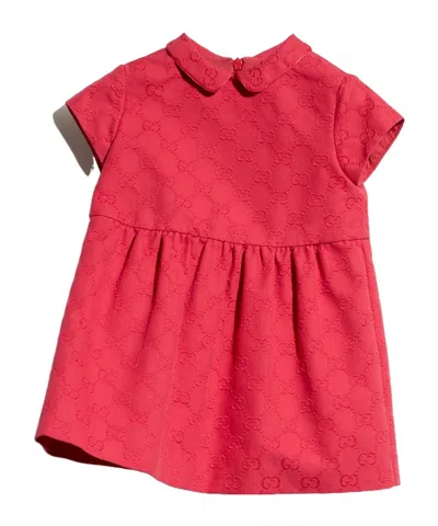 Gucci Gg Jacquard Short-sleeve Dress In Pink