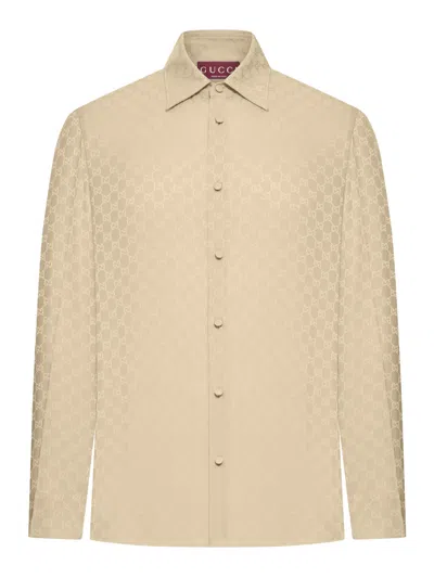 Gucci Gg Jacquard Silk Shirt In Animal Print