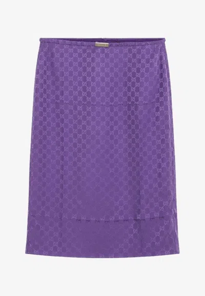 Gucci Gg Jacquard Silk Skirt In Purple
