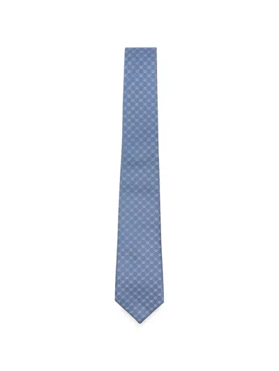 Gucci Gg Jacquard Silk Tie In Blue