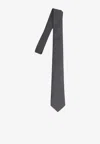 Gucci Jacquard Pattern Tie Featuring Bee Detail In Gray