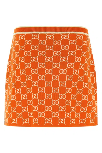 Gucci Gg Jacquard Skirt In Orange