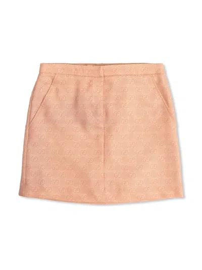 Gucci Kids' Gg Jacquard Skirt In Pink