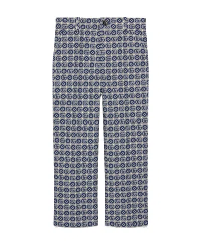 Gucci Gg Jacquard Straight-leg Trousers In Gray