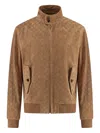 Gucci Gg-jacquard Suede Jacket In Brown