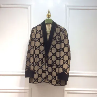 Gucci Gg Jacquard Suit Jacket In Black