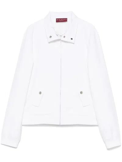 Gucci White Sweatshirt With Stand-up Collar With Automatic Buttons And Dropped Shoulders In Tech Fabric Wo