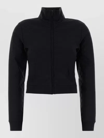Gucci Gg Jacquard Sweatshirt High Collar Design In Black