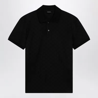 Gucci Gg Jacquard Technical Jersey Polo Shirt In Black