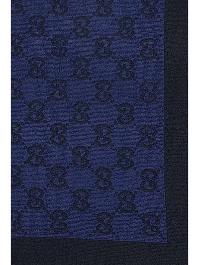 Gucci Gg Jacquard Terry Cotton Scarf In Blue