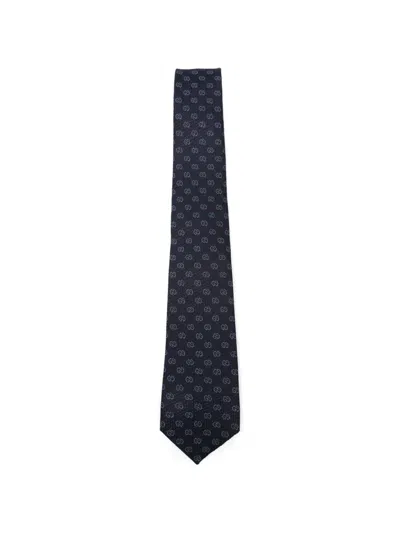 Gucci Gg Jacquard Tie In Blue