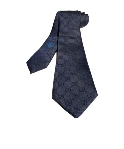 Gucci Gg Jacquard Tie In Blue