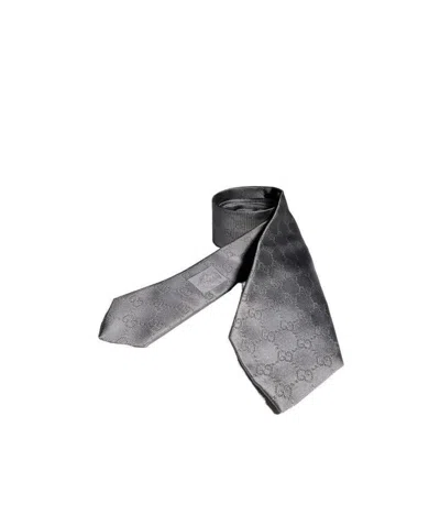 Gucci Gg Jacquard Tie In Gray