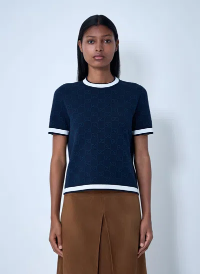 Gucci Gg Jacquard Top In Blue