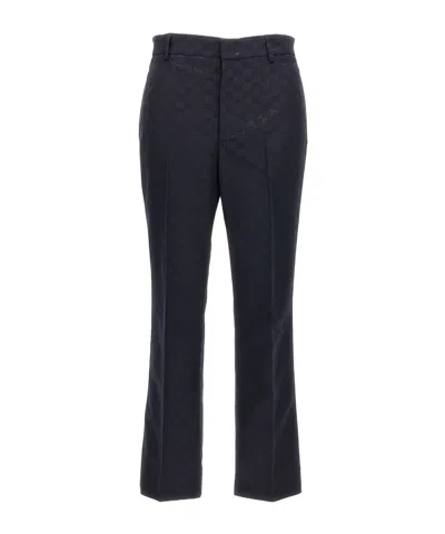 Gucci Gg-jacquard Trousers In Grey