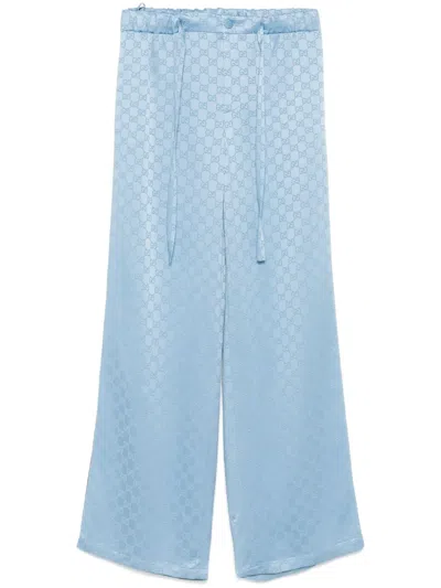Gucci Gg-jacquard Trousers In Blue