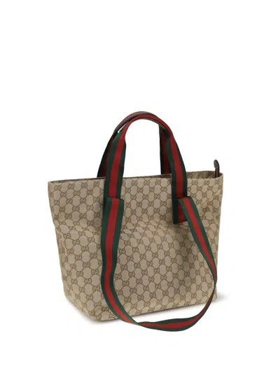 Gucci Gg Jacquard With Web Stripe Tote Bag In Neutral
