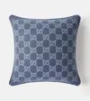 Gucci Gg Jacquard Wool And Cashmere Cushion In Blue