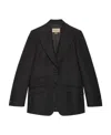 Gucci Gg-jacquard Wool Blazer In Black