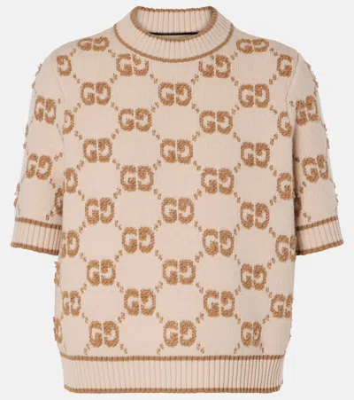 Gucci Gg Wool Bouclé Jacquard Top In Grey