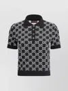 Gucci Women Black Polo Shirt With Ribbed Trims In Gg Canvas Woman