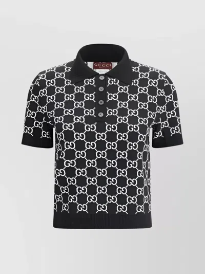 GUCCI GG JACQUARD WOOL POLO TOP