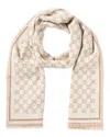 Gucci Gg Jacquard Wool Scarf In Brown
