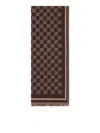 Gucci Patterned Rectangular Wool Scarf In Brown