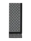 Gucci Gg Wool Jacquard Scarf In Gray