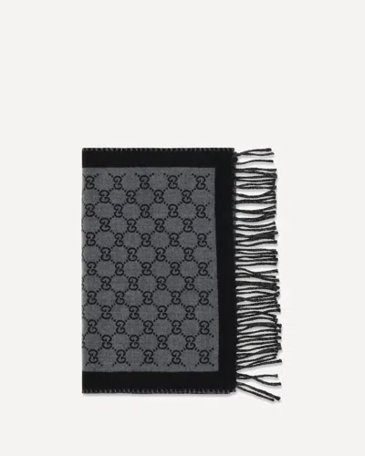 Gucci Gg Jacquard Scarf Scarves And Foulards Gray In Black