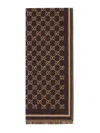 Gucci Patterned Rectangular Wool Scarf In Brown