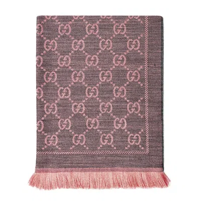 Gucci Gg Jacquard Wool Scarf In Pink