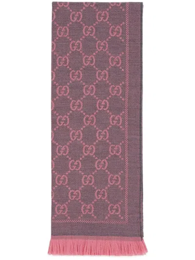 Gucci Gg Wool Scarf In Pink