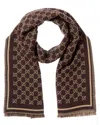 Gucci Gg Jacquard Wool Scarf In Sand