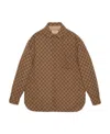 Gucci Men Beige Jacket With Classic Collar And Front Zip Closure In Gg Canvas Man In Brown
