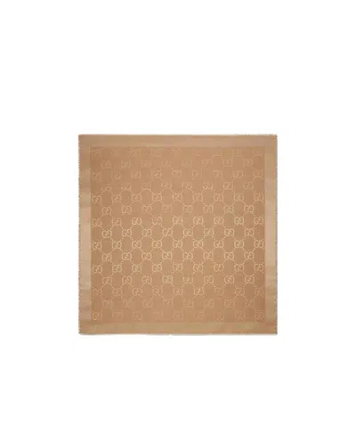 GUCCI GUCCI GG JACQUARD FRAYED-EDGE SHAWL