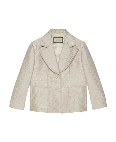 Gucci Gg Jacquard-woven Blazer In Nude