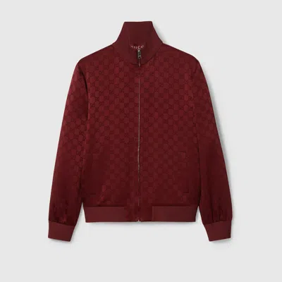 Gucci Gg Jacquard Zip Jacket In Red