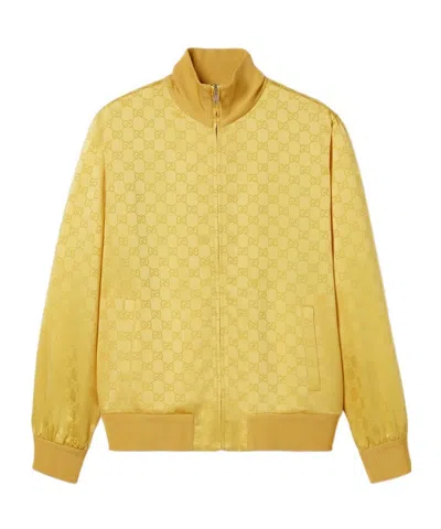 Gucci Gg Jacquard Zipper Jacket In Yellow