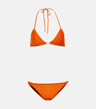 Gucci Bikini Gg Aus Jersey In Orange
