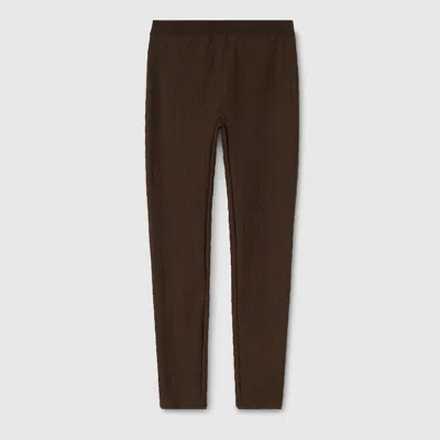 Gucci Gg Jersey Jacquard Leggings In Brown