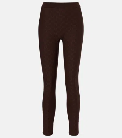 Gucci Gg Jersey Jacquard Leggings In Brown