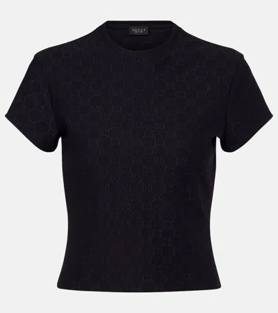 Gucci Gg Jersey Jacquard T-shirt In Black