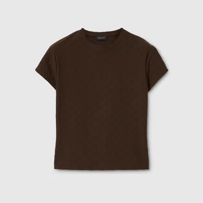 Gucci Gg Jersey Jacquard T-shirt In Brown