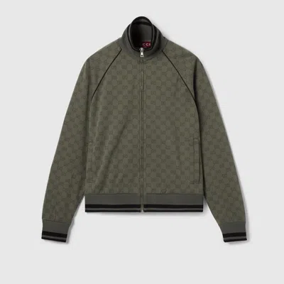 Gucci Gg Jersey Jacquard Zip Jacket In Green