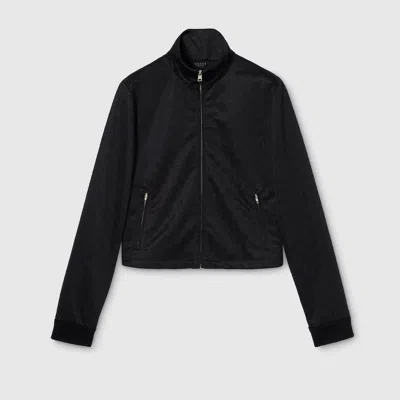 Gucci Gg Jersey Jacquard Zip Jacket In Black