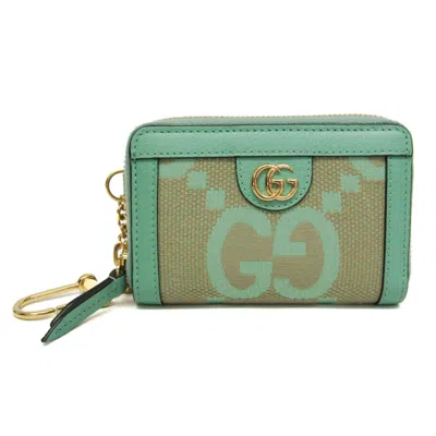 Pre-owned Gucci Gg Jumbo Green Canvas Wallet  ()