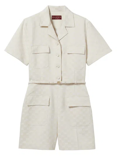 Gucci Gg Jumpsuit In Neutral