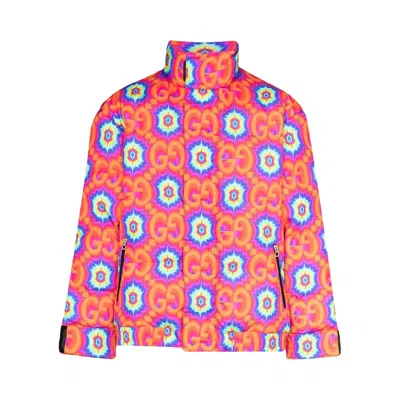 Pre-owned Gucci Gg Kaleidoscope Puffer Jacket 'orange/electric Blue' | Men's Size 52